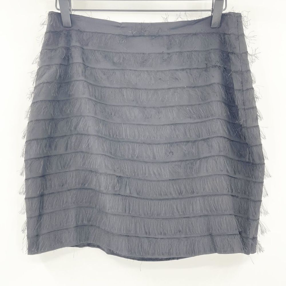 Kenneth Cole Multi Layer Mini Skirt Women's Size 2 Black Faux Fur Frill‎